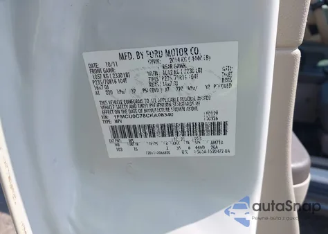 2012 Ford Escape Xls z USA, uszkodzony, nr VIN 1FMCU0C78CKA98340